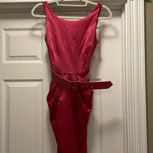 Pink belted  dress with pockets